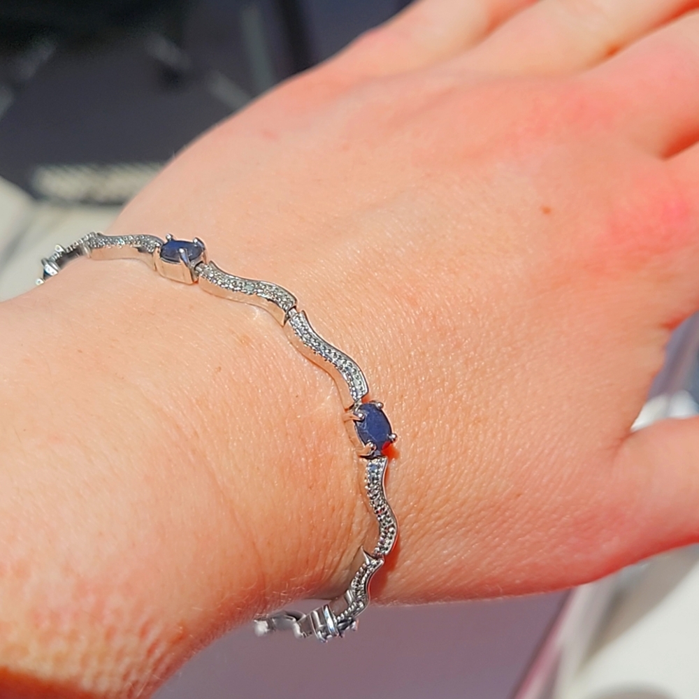 Sterling silver bracelet with black stones